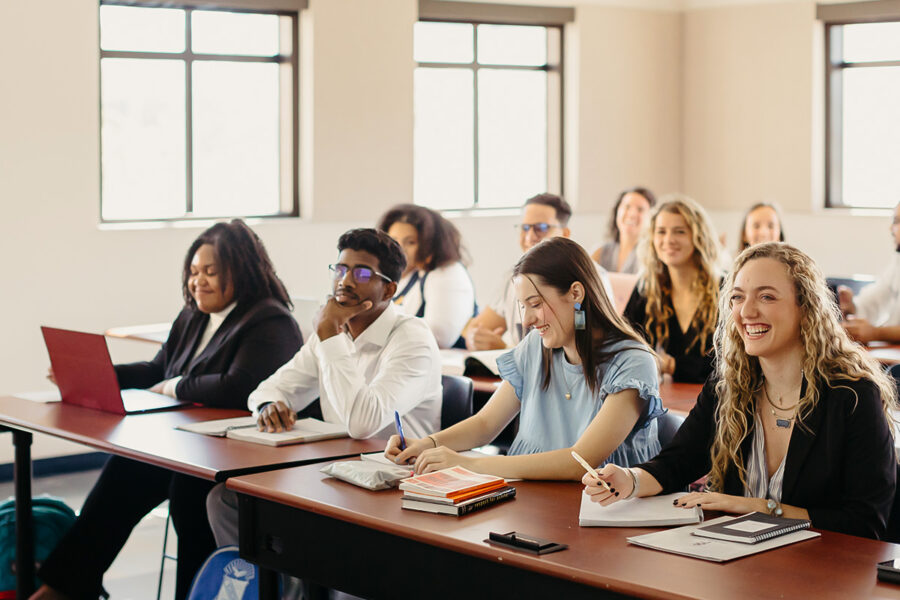 PBA students attend a classroom lecture.