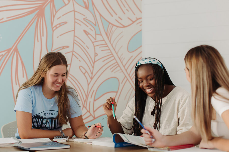 education students study together on campus.