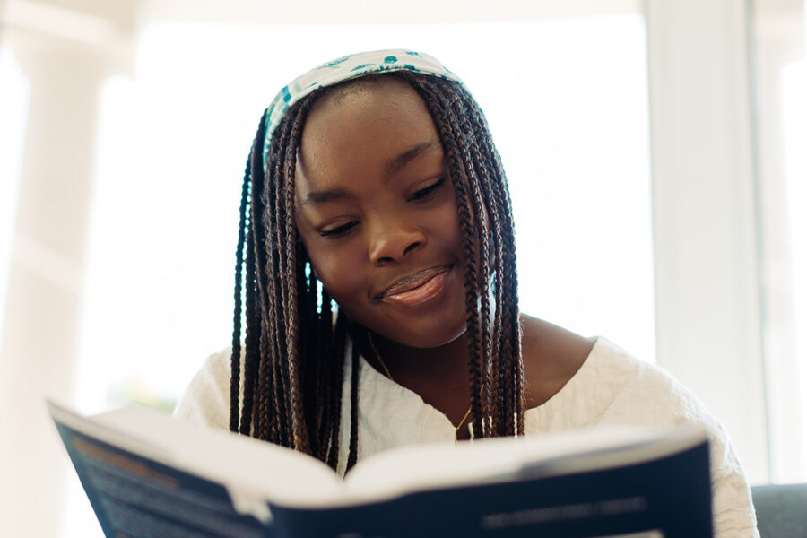 an english major reading a book