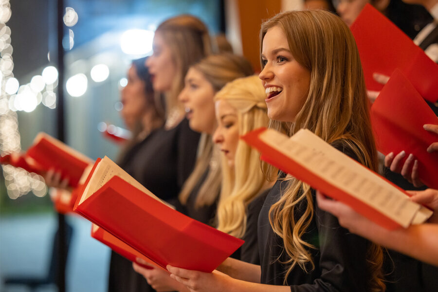 voice performance students singing in a choir