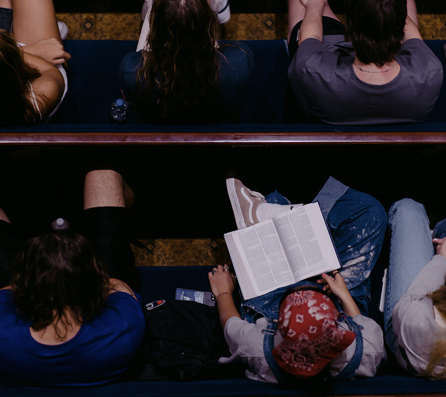 students from the Theological Studies major sitting in chapel