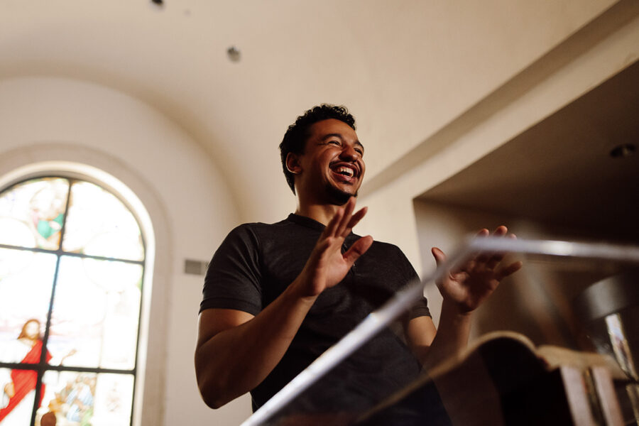 a student from the major in ministry leadership studies preaches in chapel