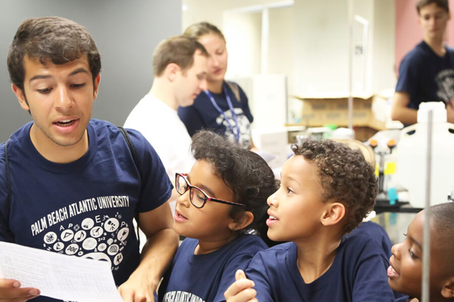 Students participate in an elementary education children's event.