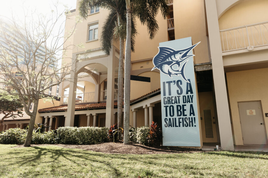 It's a great day to be a sailfish on Palm Beach Atlantic University's campus.