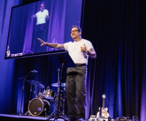 Josh White speaks at PBA's annual Christival festival.