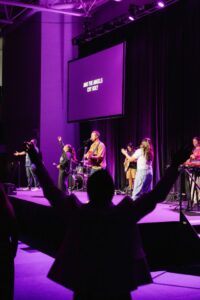 PBA students worship at Christival, led by Harbor Music.