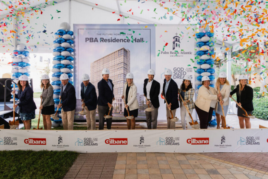 Palm Beach Atlantic University leaders and partners break ground on PBA's new residence hall