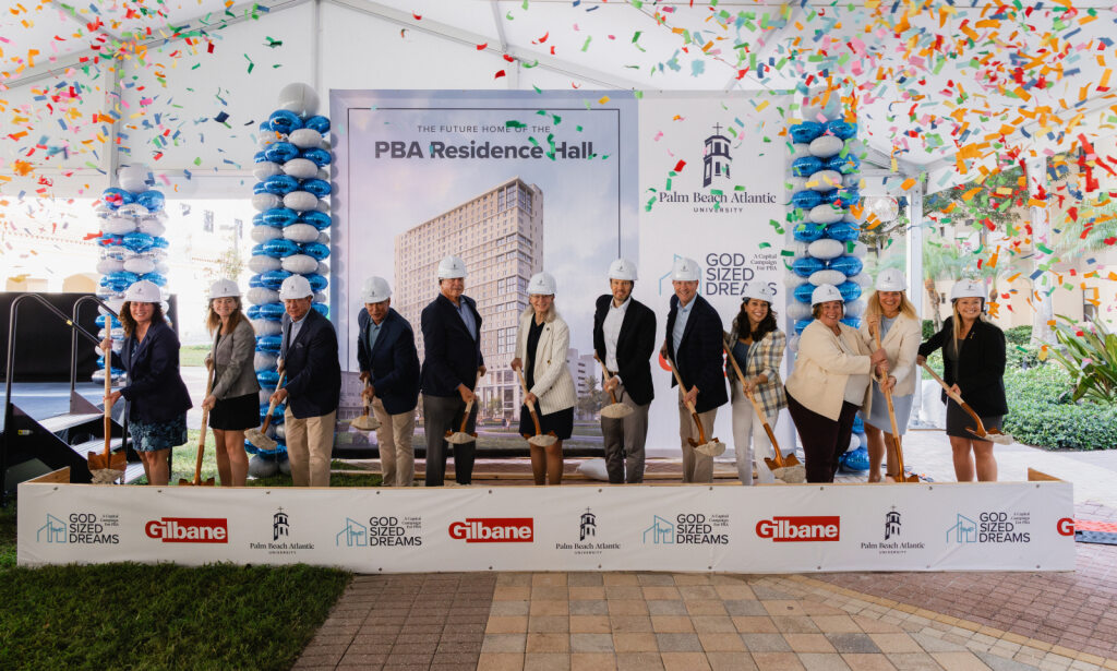Palm Beach Atlantic University leaders and partners break ground on PBA's new residence hall