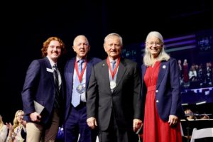 Bob Moss (second from right) receives his American Free Enterprise companion medal at Palm Beach Atlantic University.