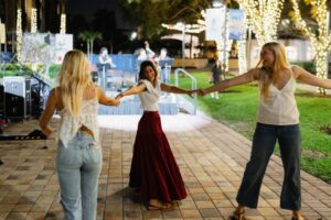 Students dance to holiday jazz ensemble.
