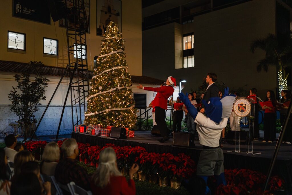 Palm Beach Atlantic University celebrates annual Christmas tree lighting.