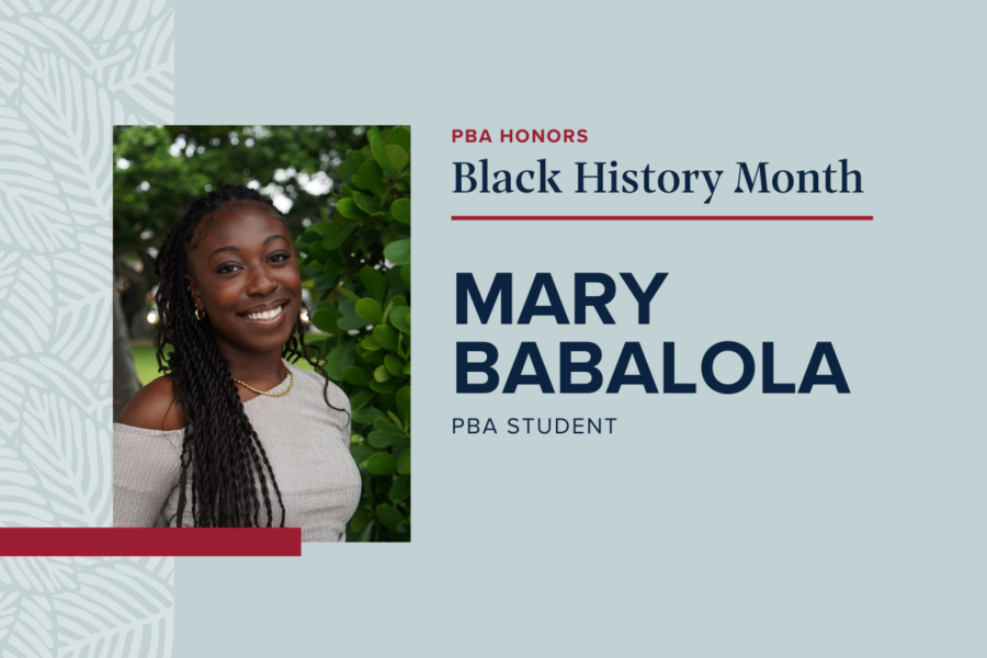 Palm Beach Atlantic University honors student Mary Babalola for Black History Month.