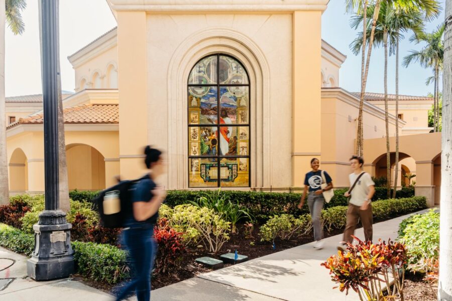 PBA DeSantis Chapel, busy campus.