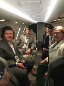 Palm Beach Atlantic University students and faculty on their way to the annual Berkshire Hathaway Shareholders Meeting.
