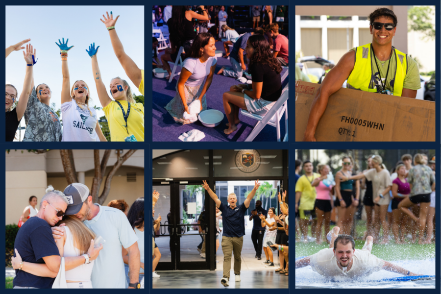 six scenes depicting welcome week at PBA