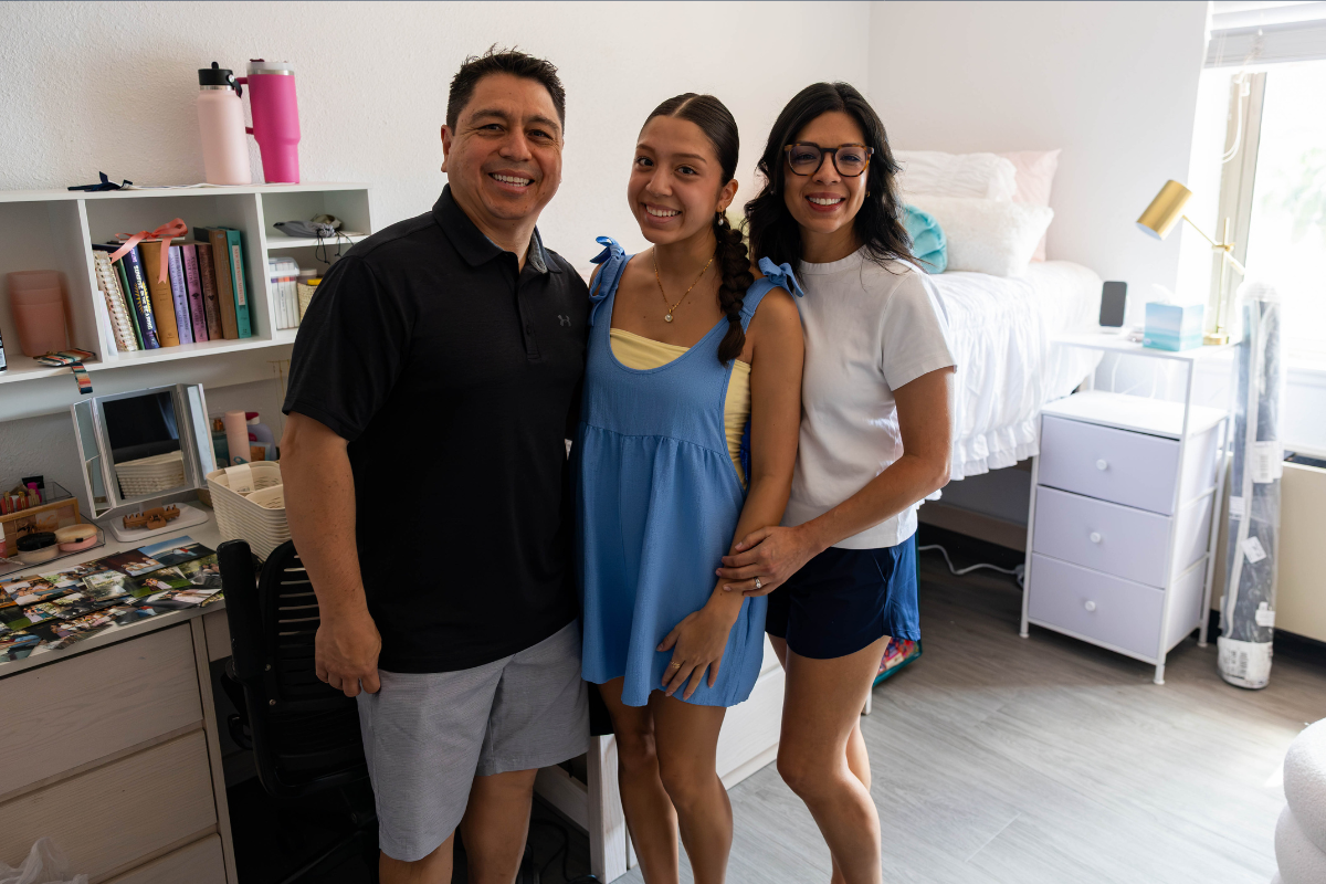 Daniel and Lisa Baeza drop off their daughter Sophie for her freshman year at Palm Beach Atlantic University.