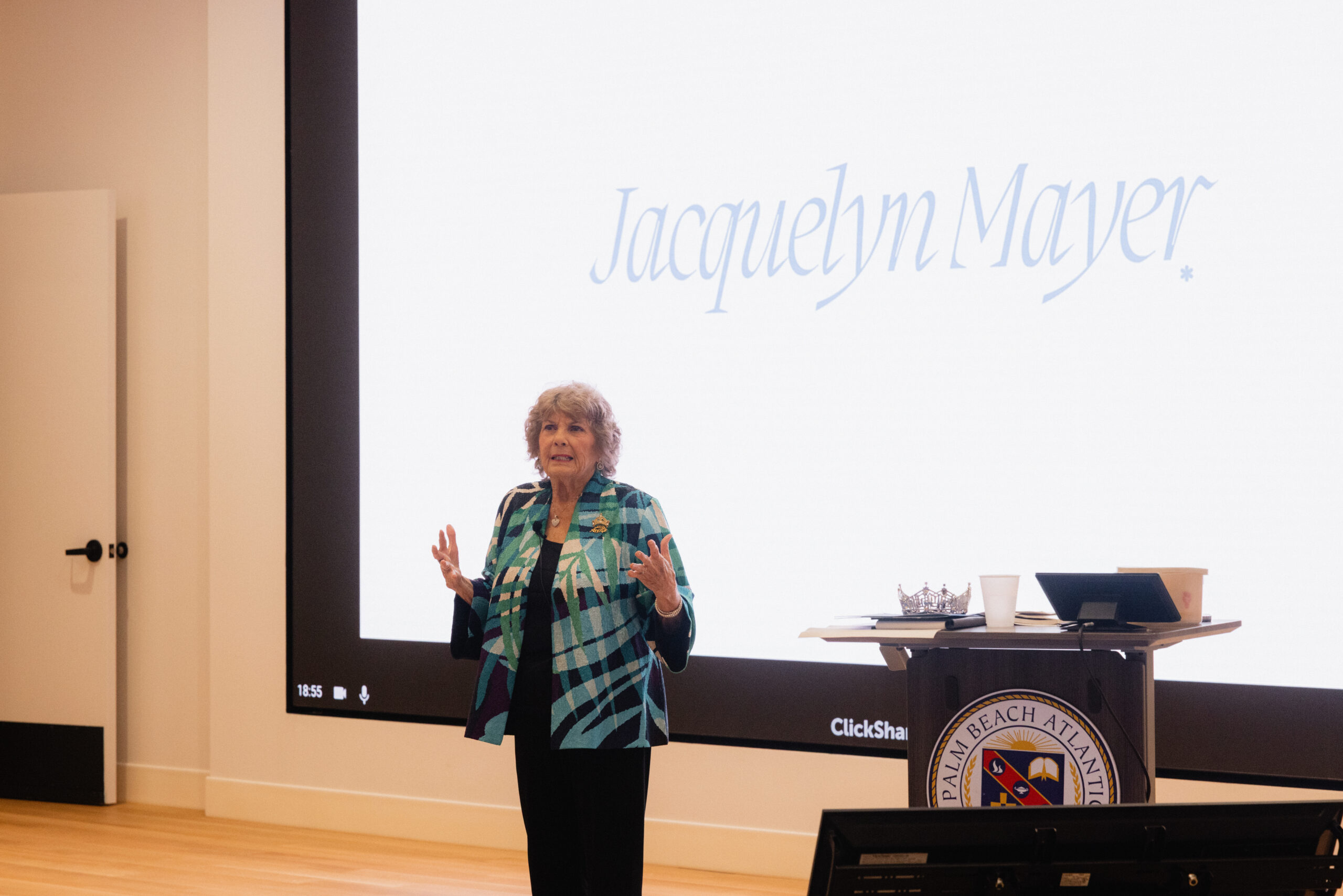 Former Miss America Jacquelyn Mayer speaks at PBA